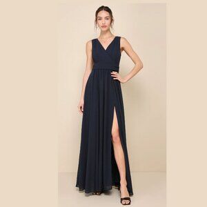 Lulus Thoughts of Hue‎ Navy Blue Surplice Maxi Dress 1X Wedding Bridesmaid